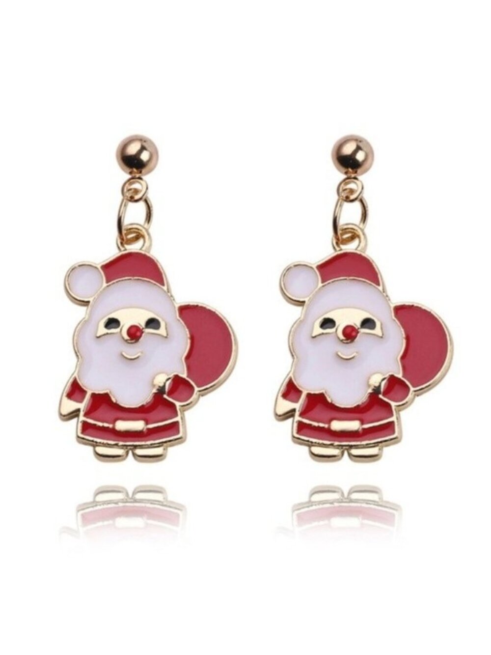 Santa Claus Cute Christmas Gold Drop Earrings